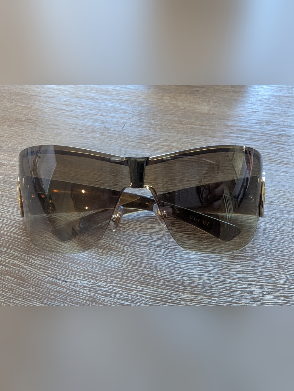 Gucci Floral Horsebit Shield Sunglasses Vintage *See Desc*